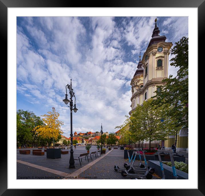 Colorful streets of Dobo Square in Eger Town, Hung Framed Mounted Print by Maggie Bajada