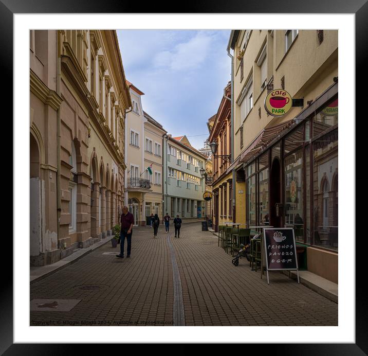 Colorful Streets of Eger Town in Hungary. Framed Mounted Print by Maggie Bajada