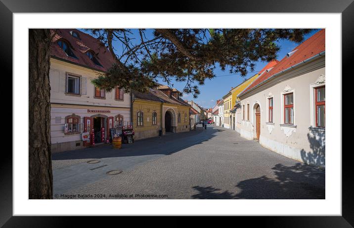 Colorful streets of Eger Town in Hungary. Framed Mounted Print by Maggie Bajada