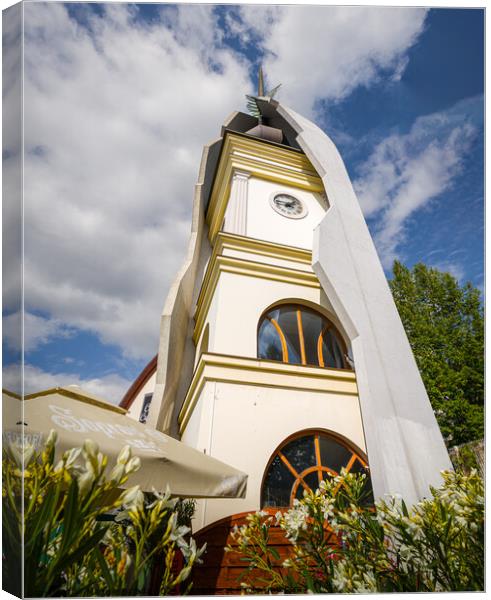Town Clock in Eger Hungary, Canvas Print by Maggie Bajada