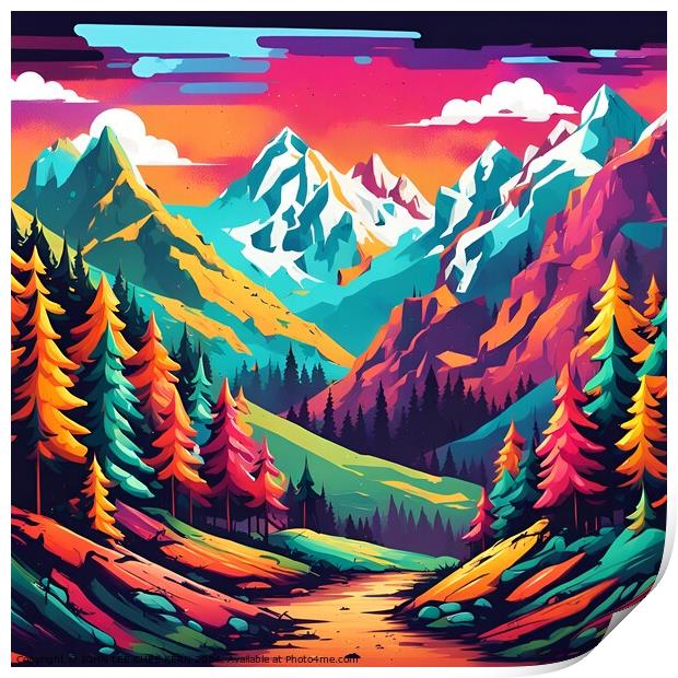 Mountain and forest Print by JOHN LEE CHEE KERN