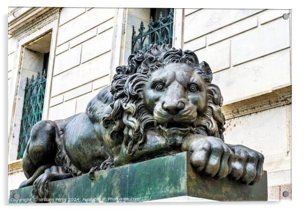 Sad Lion Closed Cochran Gallery of Art Washington DC Acrylic by William Perry