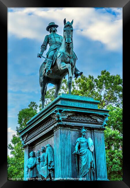 General John Logan Civil War Statue Washington DC Framed Print by William Perry