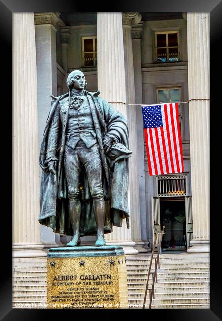 Albert Gallatin Statue US Treasury Department Washington DC Framed Print by William Perry