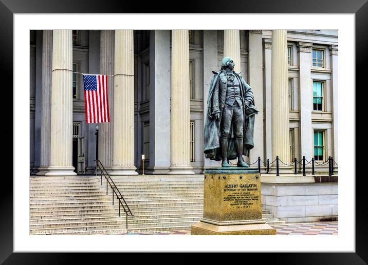 Albert Gallatin Statue US Treasury Department Washington DC Framed Mounted Print by William Perry