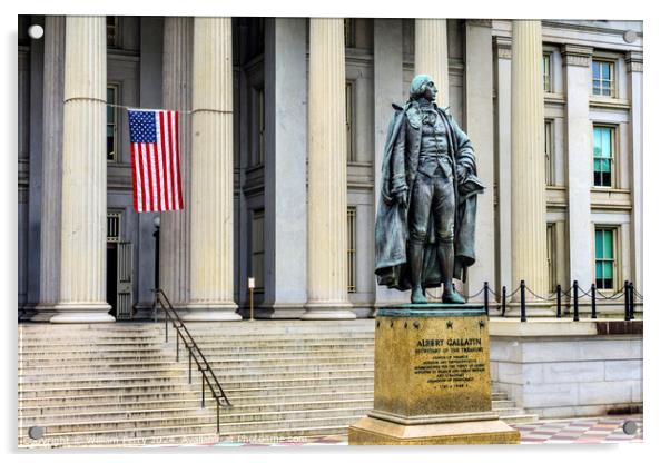 Albert Gallatin Statue US Treasury Department Washington DC Acrylic by William Perry
