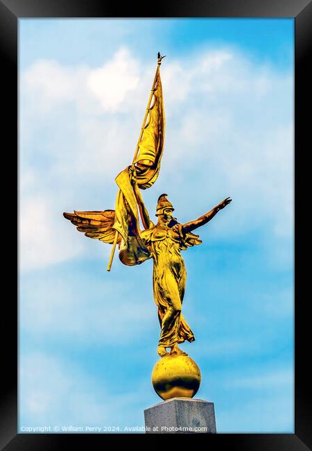 Golden Winged Victory Statue World War 1 Washington DC Framed Print by William Perry