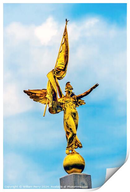 Golden Winged Victory Statue World War 1 Washington DC Print by William Perry