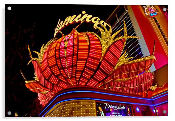 Flamingo Las Vegas Hotel Neon Lights America Acrylic by Andy Evans Photos