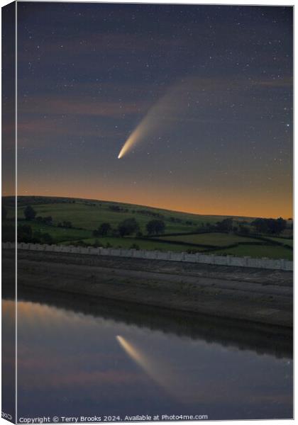 Neowise Comet Reflecting in the Usk Reservoir Canvas Print by Terry Brooks