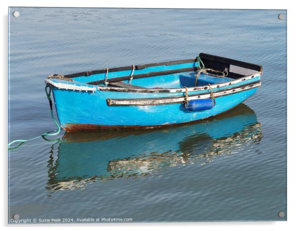 Bright Blue Skiff at the Harbour Acrylic by Susie Peek