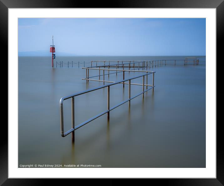 High Tide at Marine Lake, Merseyside, England, UK Framed Mounted Print by Paul Edney