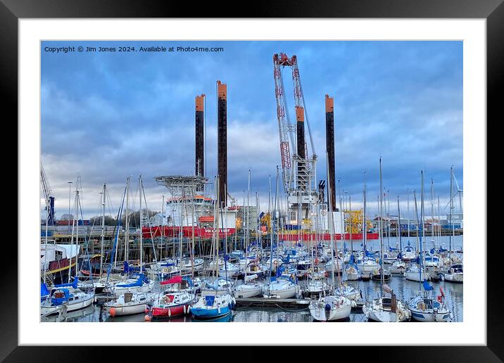 Big Ships and Yachts Framed Mounted Print by Jim Jones