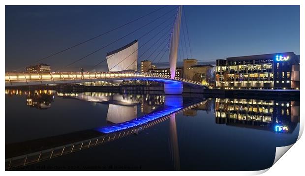 Media City Footbridge Reflections Print by Michele Davis