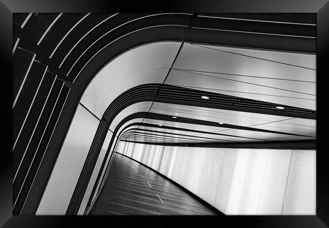Kings Cross light tunnel in black and white Framed Print by Jason Wells
