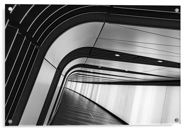 Kings Cross light tunnel in black and white Acrylic by Jason Wells