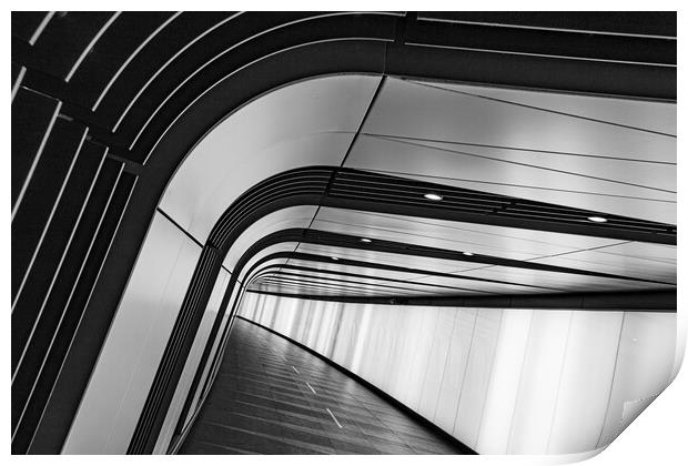 Kings Cross light tunnel in black and white Print by Jason Wells