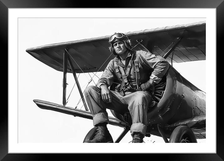 War Pilot Framed Mounted Print by Picture Wizard
