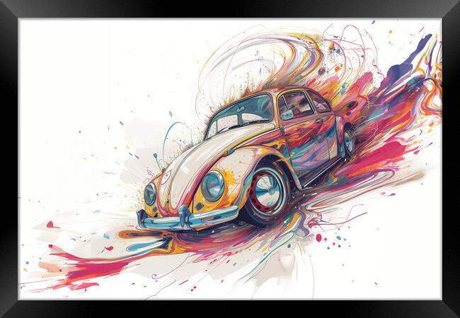 VW Beetle art Framed Print by Picture Wizard