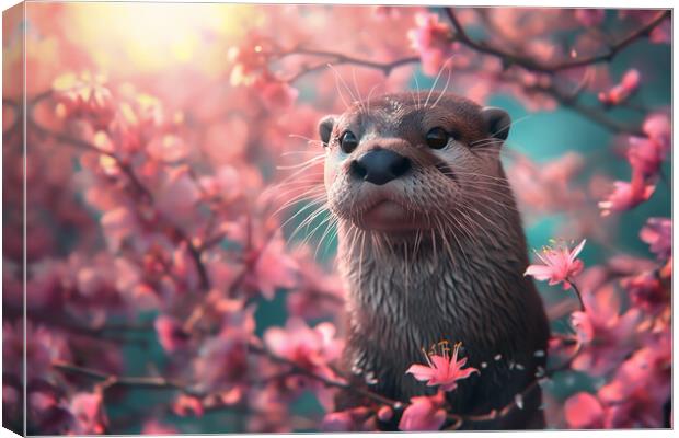 Otter Blossoms Canvas Print by Picture Wizard