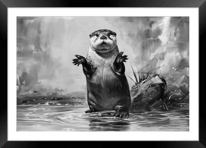 Otter says what Framed Mounted Print by Picture Wizard