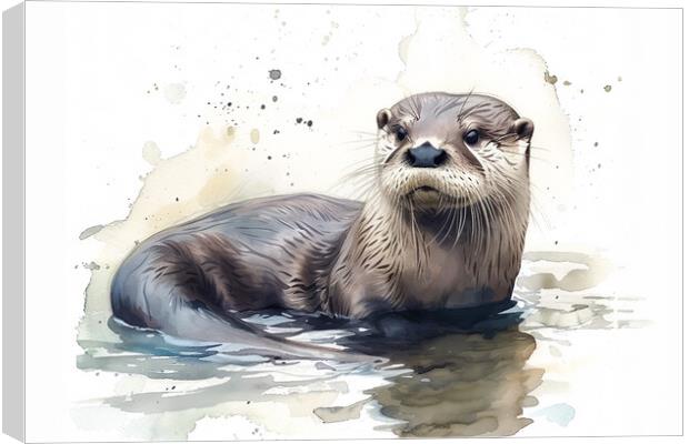 Otter Art Canvas Print by Picture Wizard