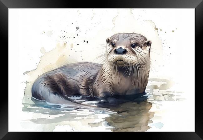 Otter Art Framed Print by Picture Wizard