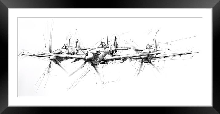 Albert Capstaff Pencil Sketch 6 Framed Mounted Print by Airborne Images