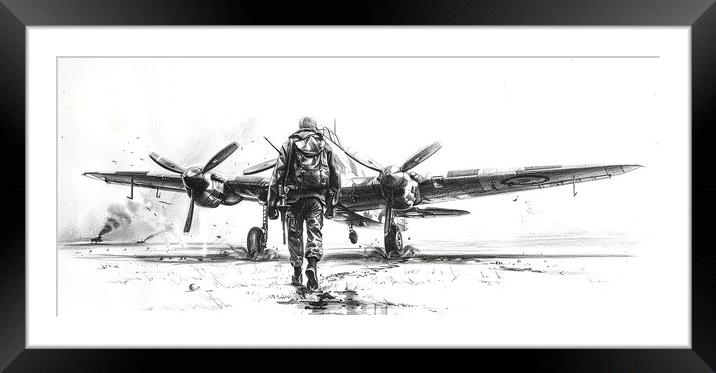 Albert Capstaff Pencil Sketch 8 Framed Mounted Print by Airborne Images