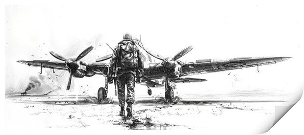 Albert Capstaff Pencil Sketch 8 Print by Airborne Images