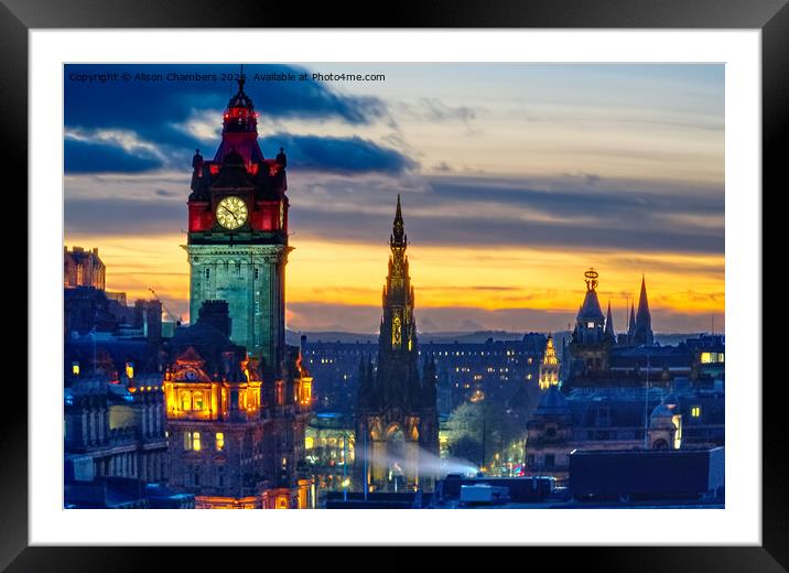 Edinburgh Skyline Framed Mounted Print by Alison Chambers
