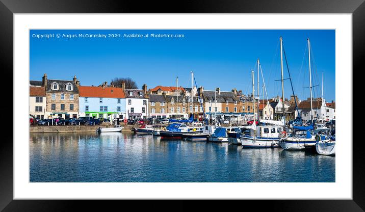 Panoramic view of boats in Anstruther harbour Fife Framed Mounted Print by Angus McComiskey