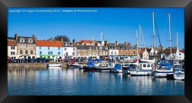 Panoramic view of boats in Anstruther harbour Fife Framed Print by Angus McComiskey