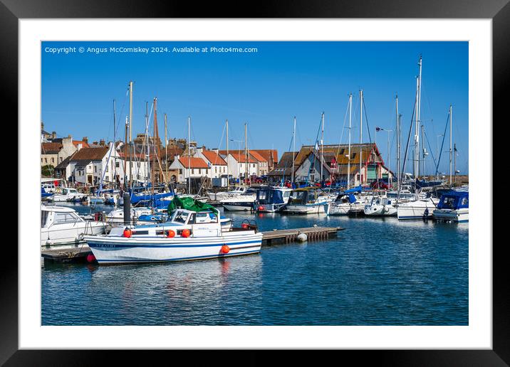 Boats moored in Anstruther marina in Fife Framed Mounted Print by Angus McComiskey