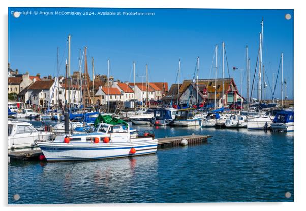 Boats moored in Anstruther marina in Fife Acrylic by Angus McComiskey