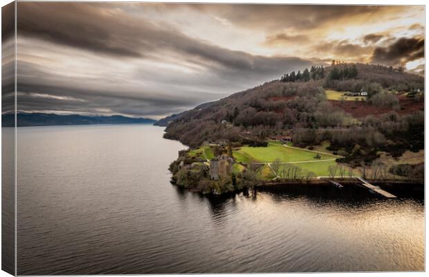 Urquhart Castle Sunset Canvas Print by Apollo Aerial Photography