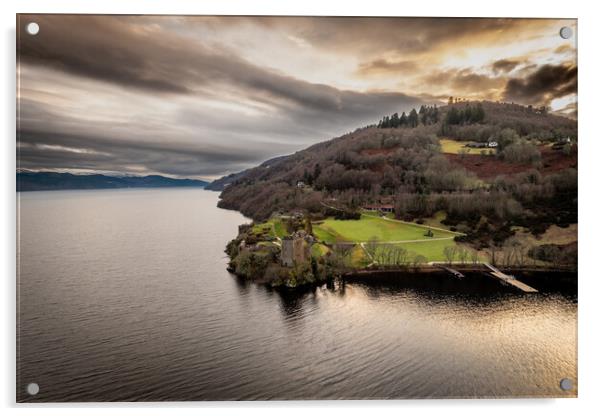 Urquhart Castle Sunset Acrylic by Apollo Aerial Photography