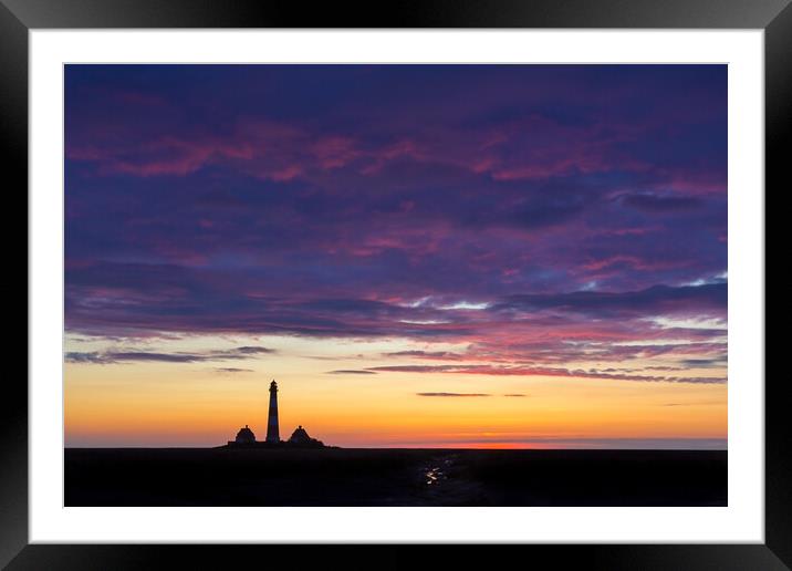 Lighthouse Westerheversand at Sunset Framed Mounted Print by Arterra 