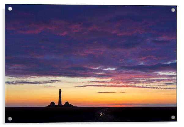 Lighthouse Westerheversand at Sunset Acrylic by Arterra 