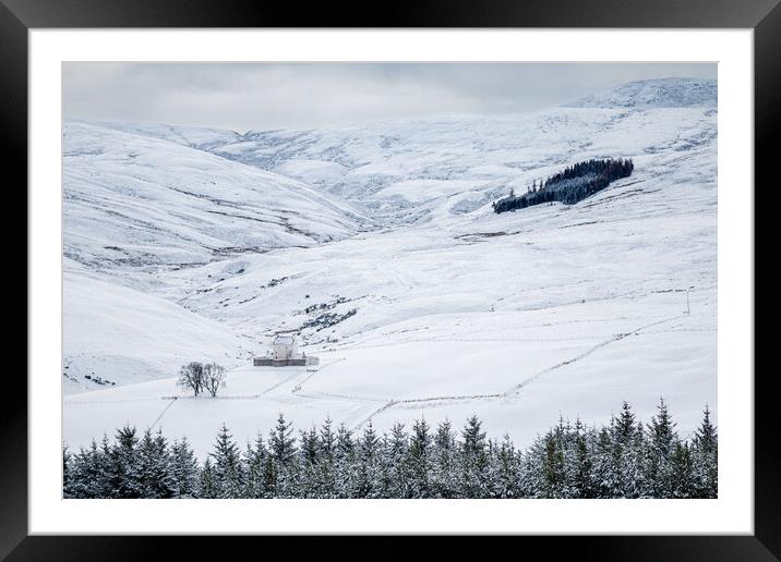 Corgarff Castle and Winter Snow Framed Mounted Print by John Frid