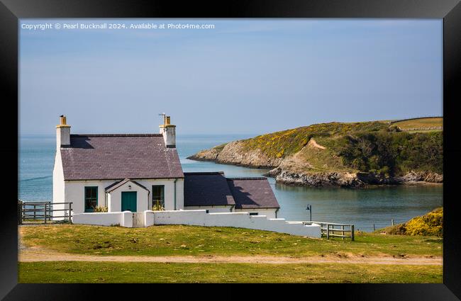 Cemaes Cottage with a Sea View Anglesey Framed Print by Pearl Bucknall