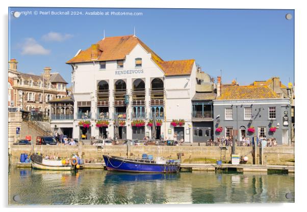 Custom House Quay Weymouth Harbour Dorset Acrylic by Pearl Bucknall