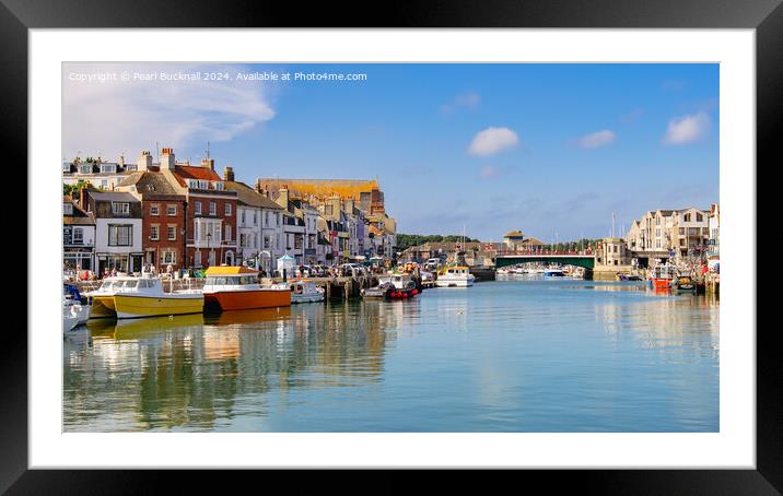 Weymouth Town Bridge and Harbour Framed Mounted Print by Pearl Bucknall