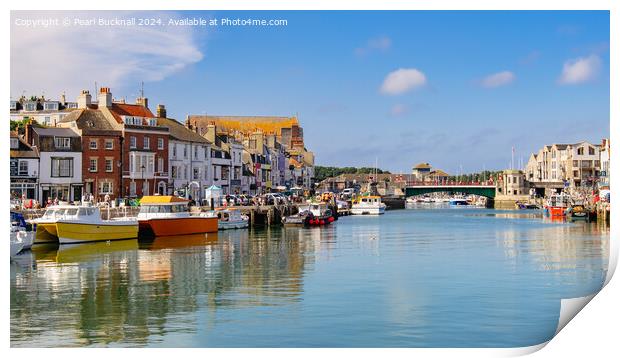 Weymouth Town Bridge and Harbour Print by Pearl Bucknall