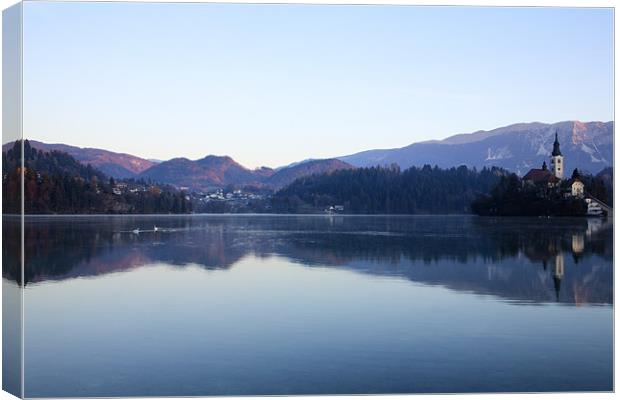 Morning at Lake Bled Canvas Print by Ian Middleton