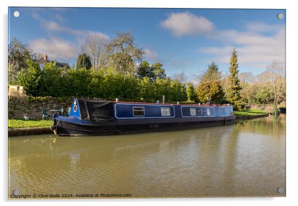 Moored narrow boat Acrylic by Clive Wells