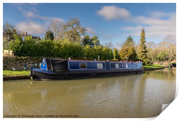 Moored narrow boat Print by Clive Wells
