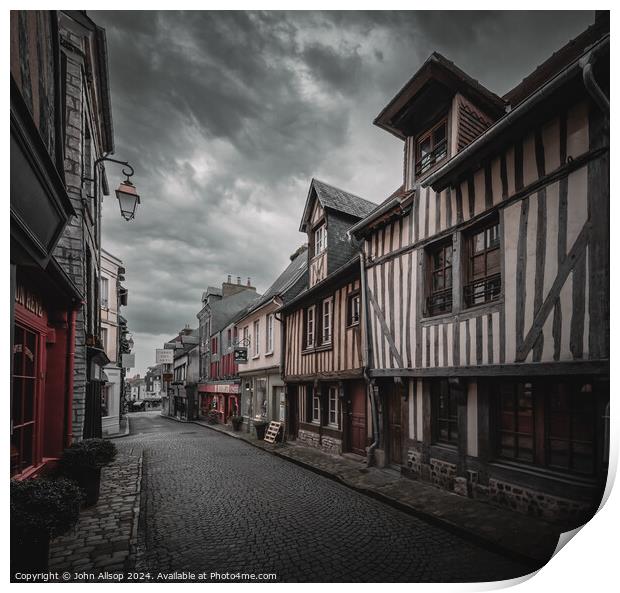 cobbled streets of Honfleur, Normandy Print by John Allsop