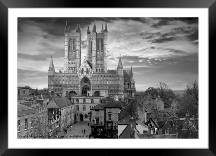 Lincoln Cathedral BW Framed Mounted Print by Alison Chambers