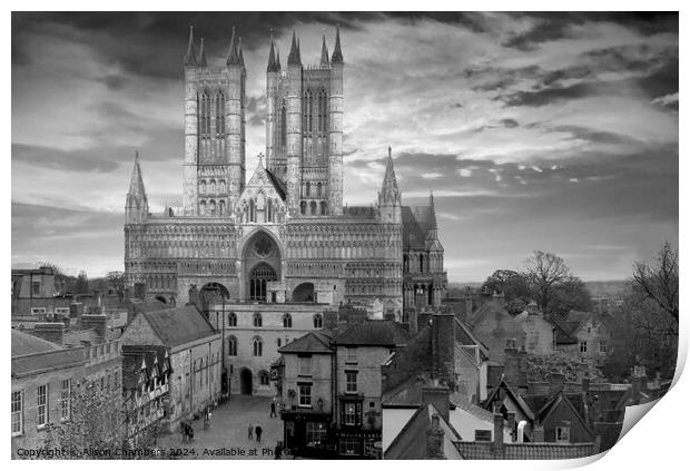Lincoln Cathedral BW Print by Alison Chambers